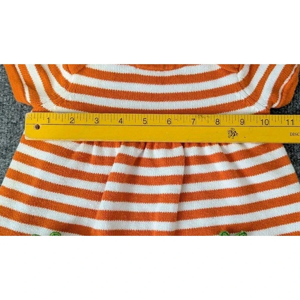 Gymboree Pumpkin Knit Sweater Dress Orange Stripe Fall Halloween Sz 18-24 Months